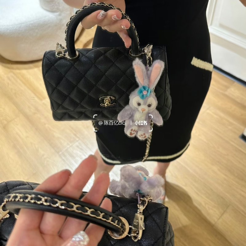 CHANEL Coco handle皮穿鍊手柄 - 小號黑金-14