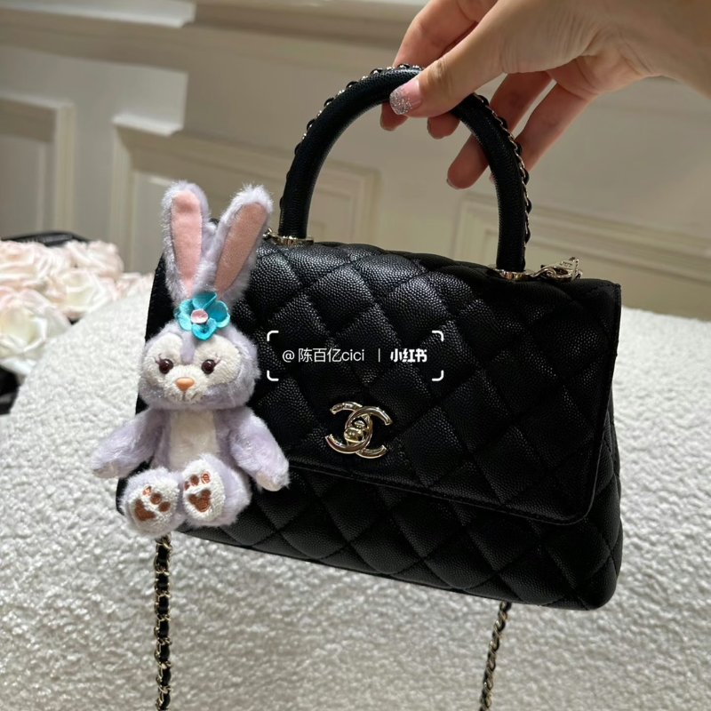 CHANEL Coco handle皮穿鍊手柄 - 小號黑金-15