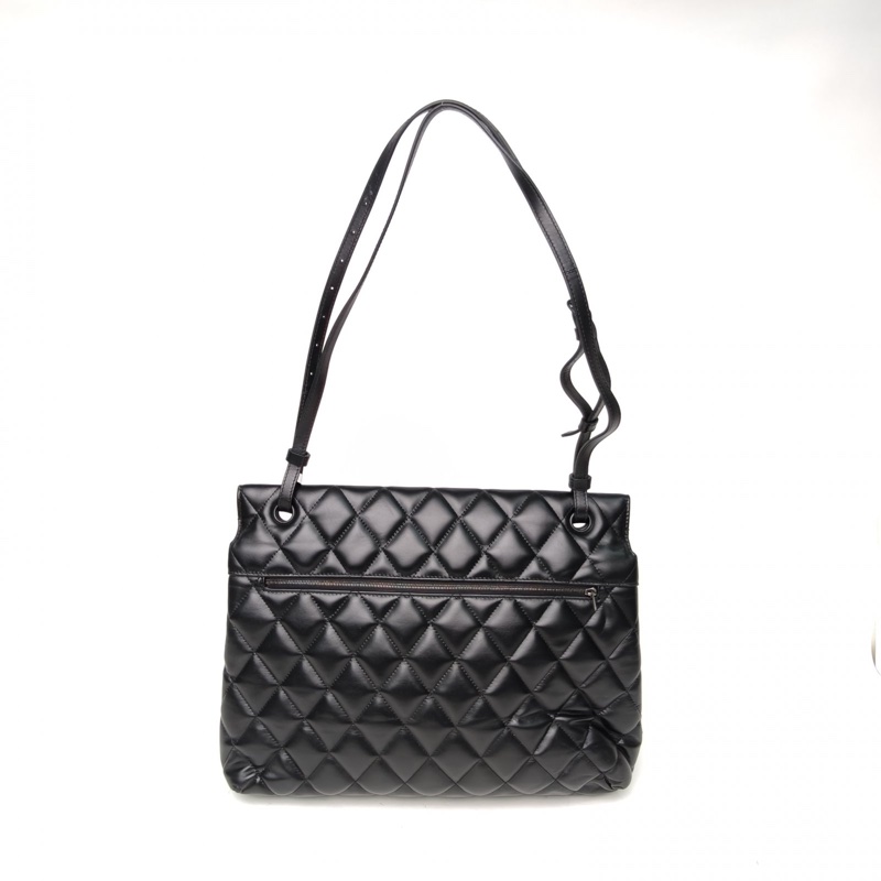 BALENCIAGA 黑色牛皮黑扣秀款touch包菱形格紋單肩包-2