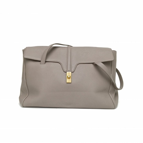 CELINE Soft16大號38灰色牛皮金扣