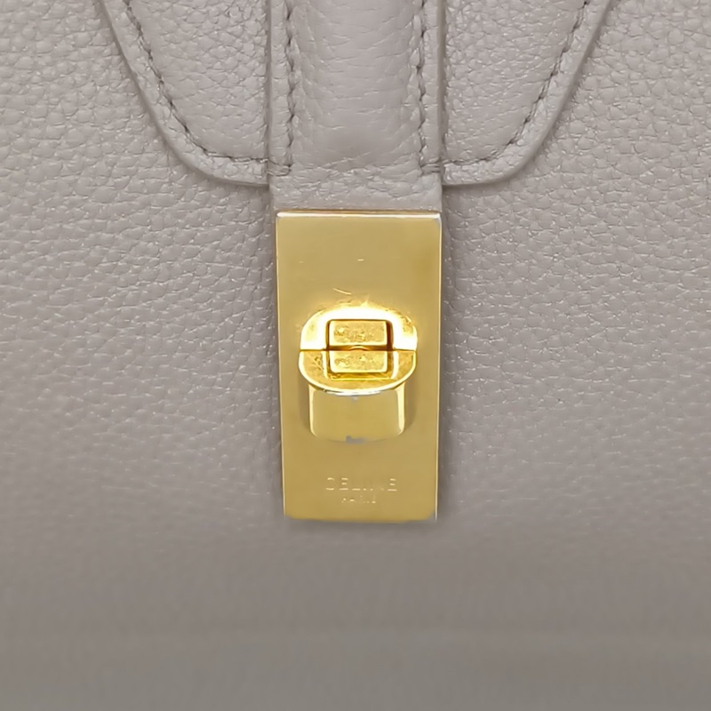CELINE Soft16大號38灰色牛皮金扣-5
