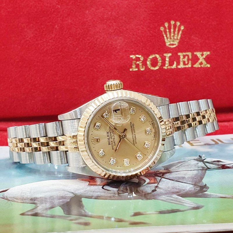 【大眾名錶】ROLEX 勞力士 69173 Datejust 半金女錶 金十鑽面盤 新包台 錶耳無孔 大眾名錶B1232-4