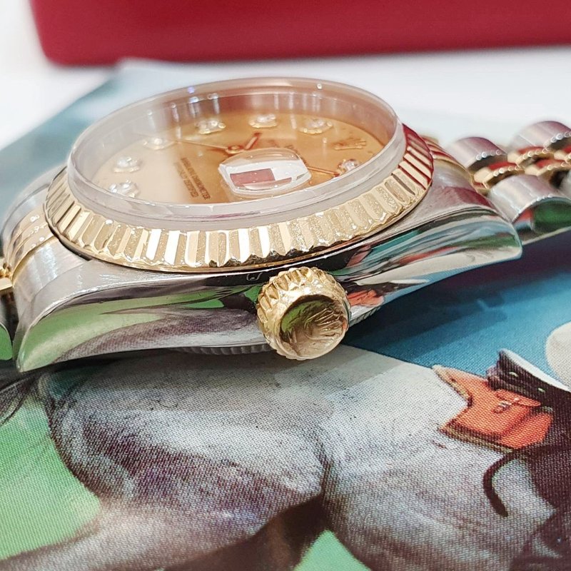 【大眾名錶】ROLEX 勞力士 69173 Datejust 半金女錶 金十鑽面盤 新包台 錶耳無孔 大眾名錶B1232-5