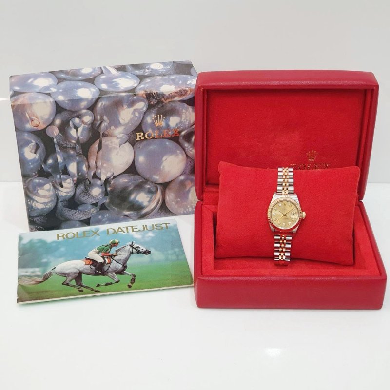 【大眾名錶】ROLEX 勞力士 69173 Datejust 半金女錶 金十鑽面盤 新包台 錶耳無孔 大眾名錶B1232-9