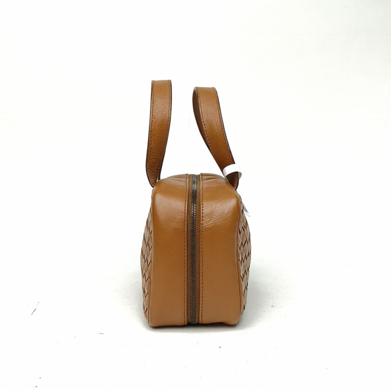 BOTTEGA VENETA 棕色羊皮編織手提包盒子包-1