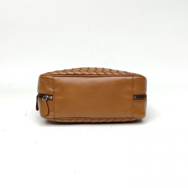 BOTTEGA VENETA 棕色羊皮編織手提包盒子包-3