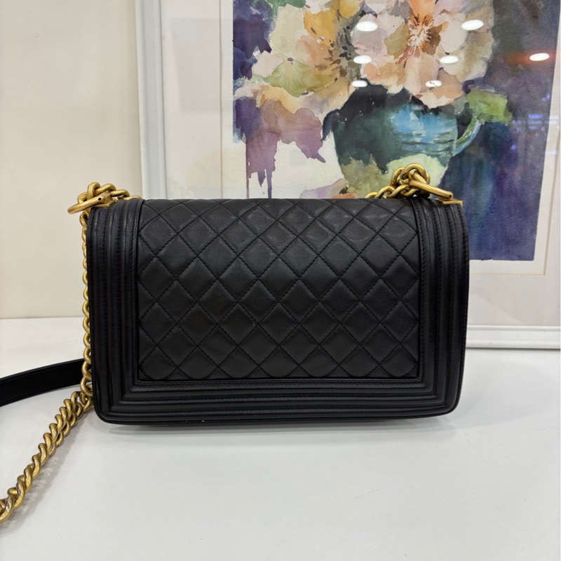 Chanel香奈兒Leboy中號黑色光面牛皮 25開-2