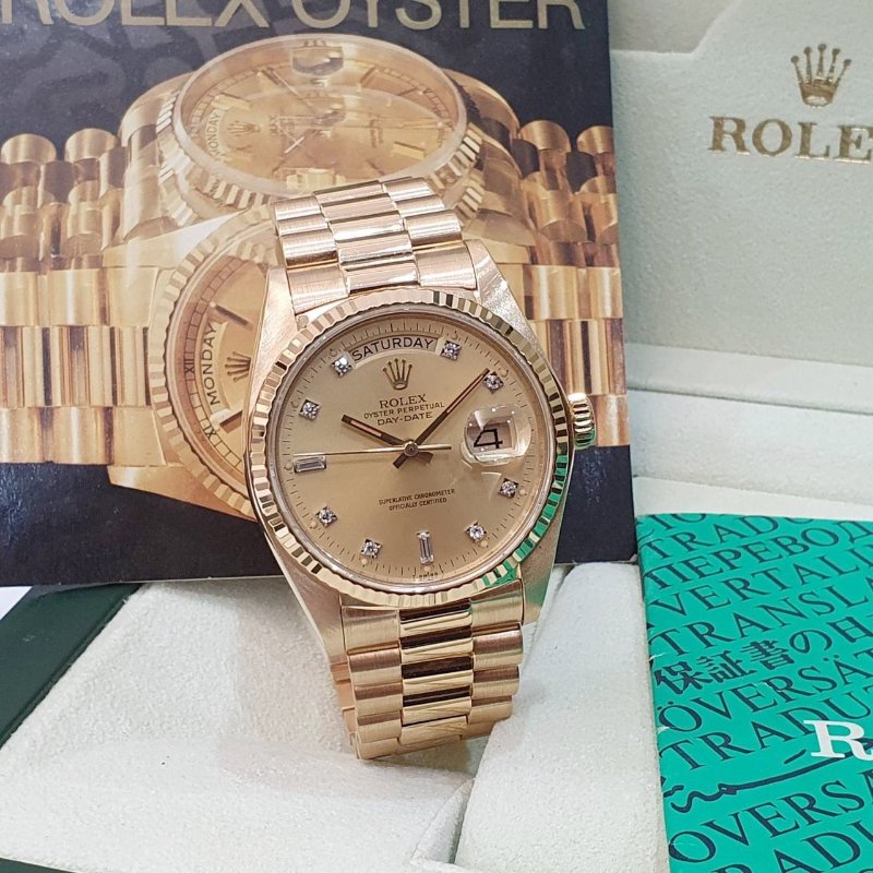 【大眾名錶】ROLEX勞力士 18038 Day-Date 蠔式日誌 18K金 6.9T鑽面 錶徑36 大眾名錶G226-1