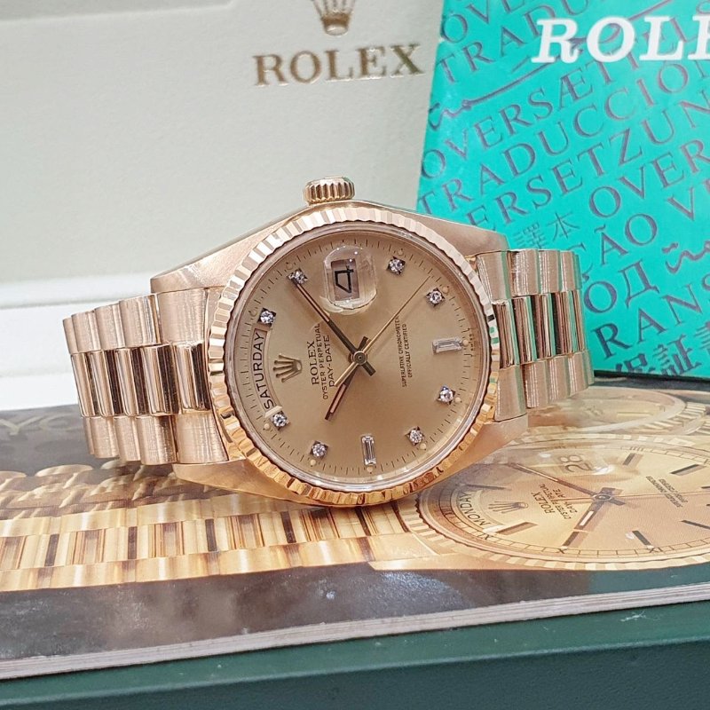 【大眾名錶】ROLEX勞力士 18038 Day-Date 蠔式日誌 18K金 6.9T鑽面 錶徑36 大眾名錶G226-2