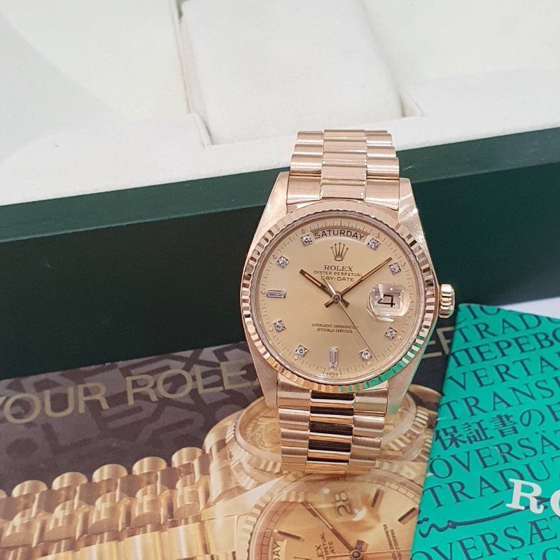 【大眾名錶】ROLEX勞力士 18038 Day-Date 蠔式日誌 18K金 6.9T鑽面 錶徑36 大眾名錶G226-3