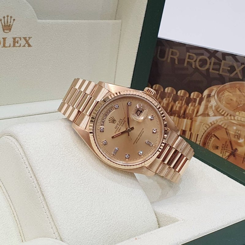 【大眾名錶】ROLEX勞力士 18038 Day-Date 蠔式日誌 18K金 6.9T鑽面 錶徑36 大眾名錶G226-4