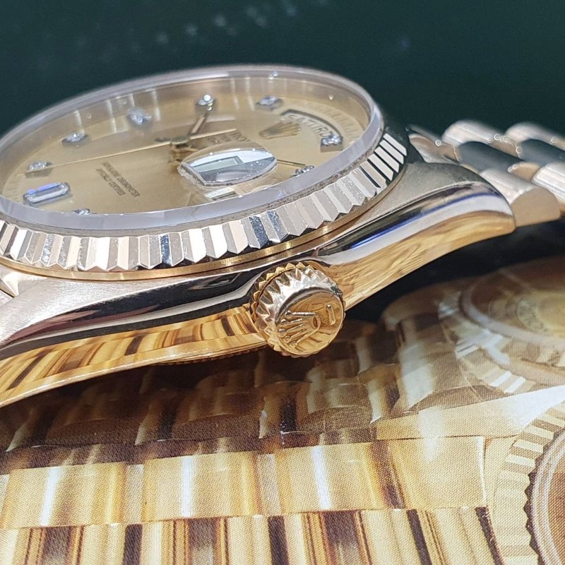 【大眾名錶】ROLEX勞力士 18038 Day-Date 蠔式日誌 18K金 6.9T鑽面 錶徑36 大眾名錶G226-5