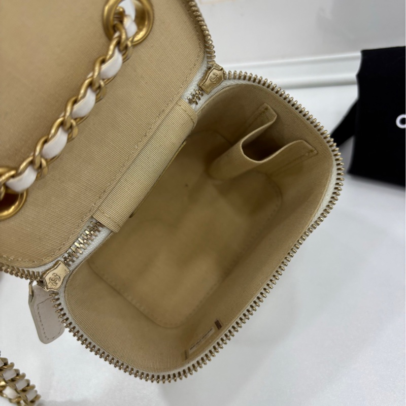 Chanel香奈兒白色羊皮金球mini盒子包斜挎包 30開-5