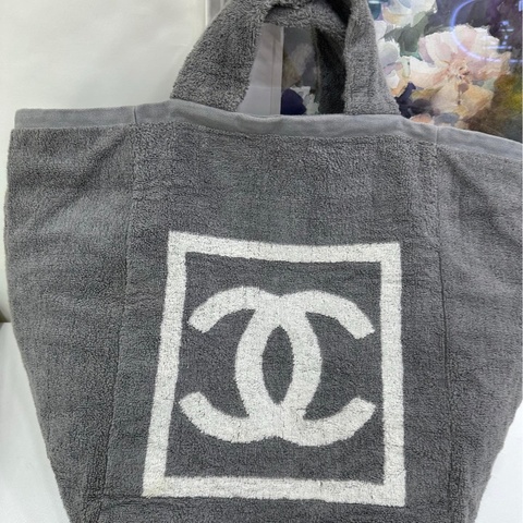 CHANEL Vintage方標沙灘包 毛巾材質親膚又柔軟