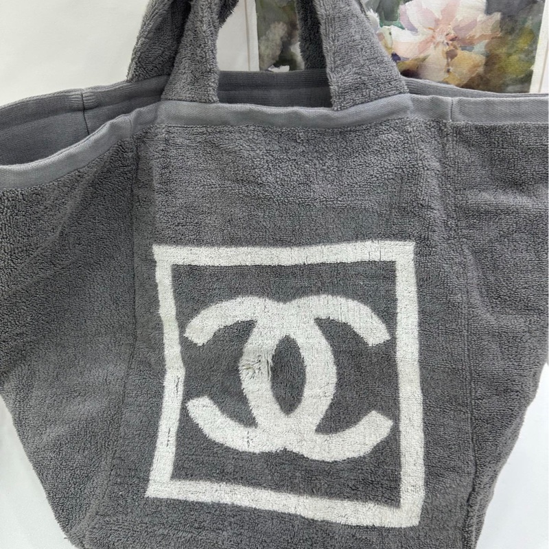CHANEL Vintage方標沙灘包 毛巾材質親膚又柔軟-1