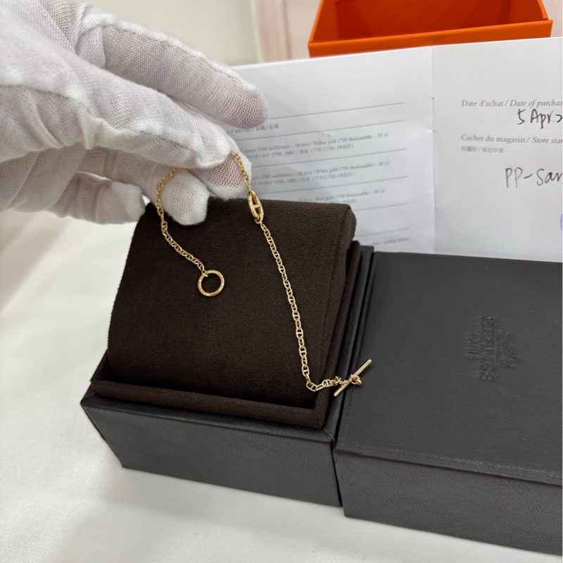 愛馬仕 玫瑰金 豬鼻子手鍊 尺寸LG 全新 copy購證 原價hkd$19200-3