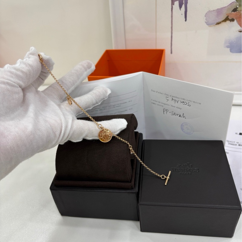 愛馬仕ex-libris藏書章金幣鑽石玫瑰金手鍊 PM 全新 copy購證 原價hkd$29700-4