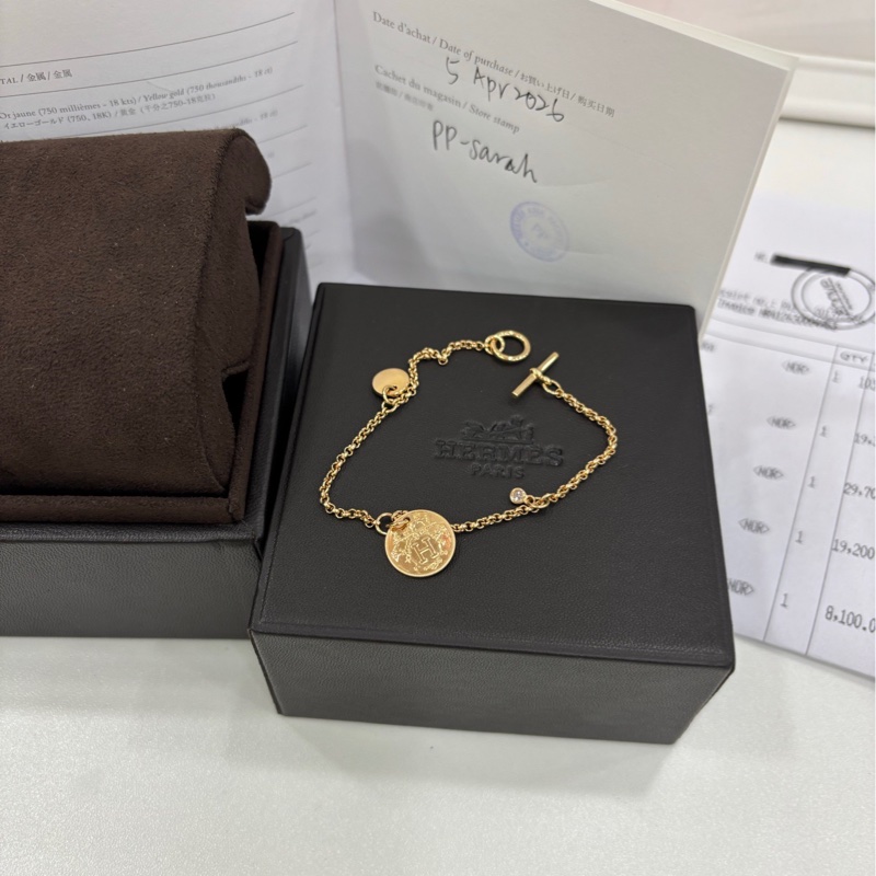 愛馬仕ex-libris藏書章金幣鑽石玫瑰金手鍊 PM 全新 copy購證 原價hkd$29700-5