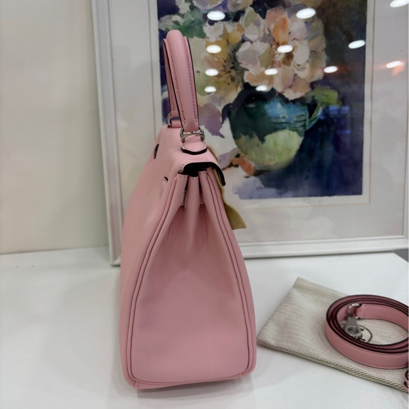 Hermes 愛馬仕 kelly25 3Q櫻花粉 銀扣 S皮 G刻 全新新鮮票 有購證-3