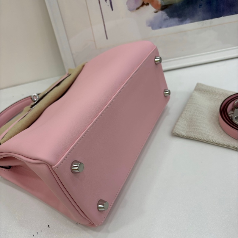 Hermes 愛馬仕 kelly25 3Q櫻花粉 銀扣 S皮 G刻 全新新鮮票 有購證-5