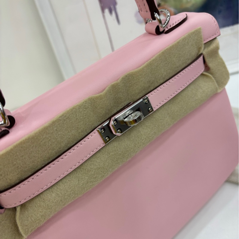Hermes 愛馬仕 kelly25 3Q櫻花粉 銀扣 S皮 G刻 全新新鮮票 有購證-6