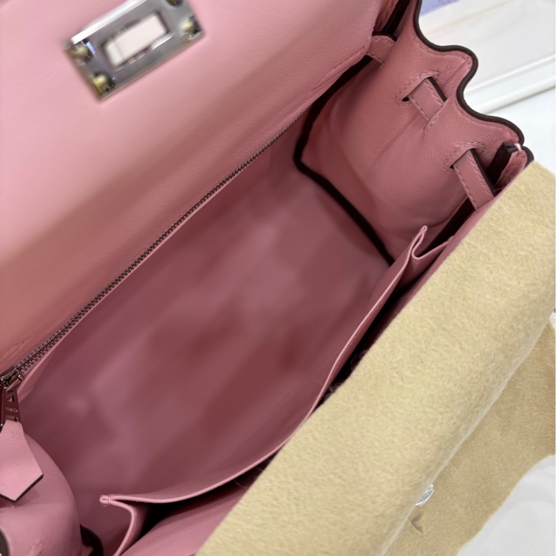 Hermes 愛馬仕 kelly25 3Q櫻花粉 銀扣 S皮 G刻 全新新鮮票 有購證-7