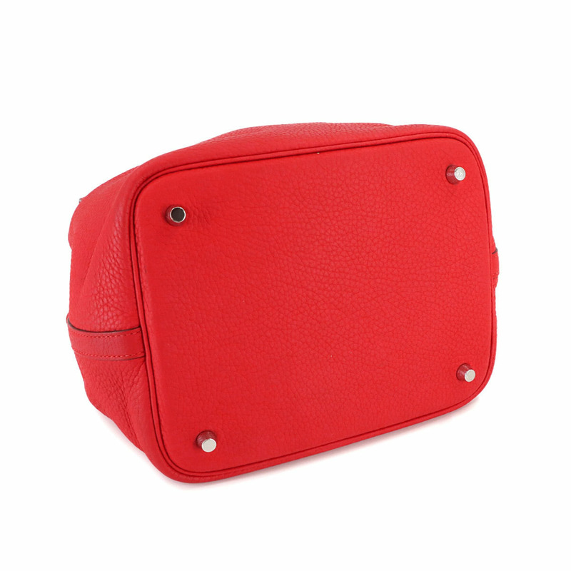 愛馬仕 Picotin Lock 22 毫米手提包,Taurillon Clemence 皮革,番茄紅,X 印記,銀色五金。-3