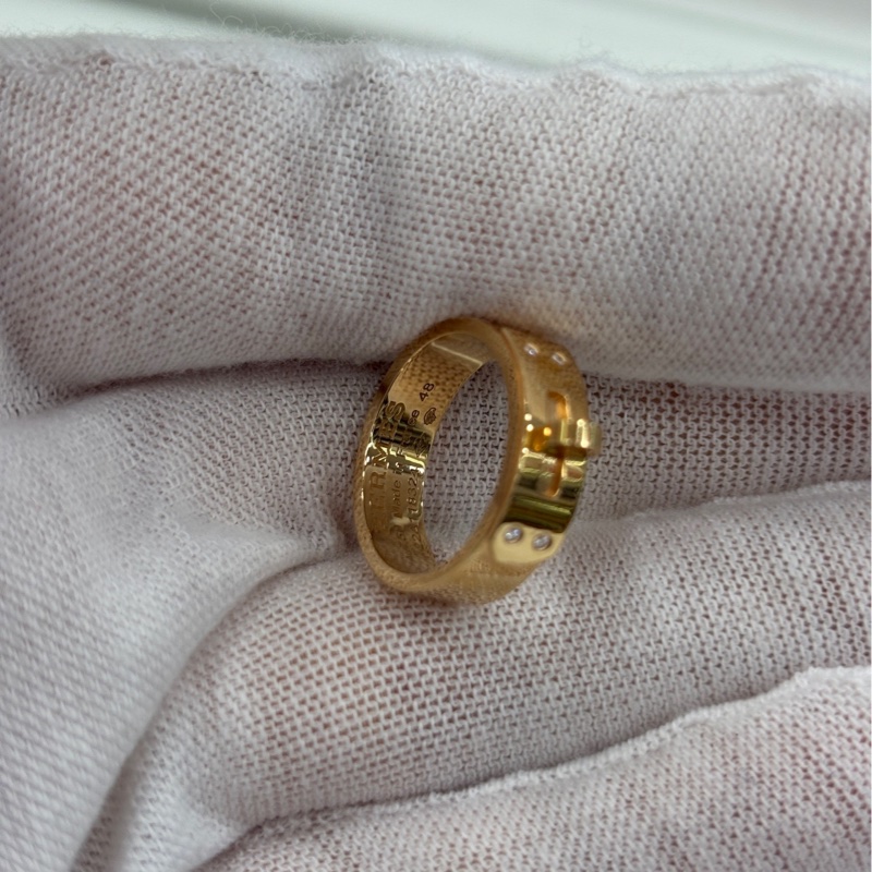 Hermes愛馬仕kelly四鑽戒指18k金 48碼 22年-2