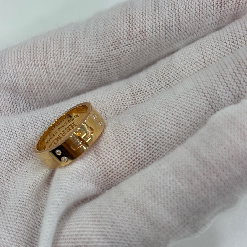 Hermes愛馬仕kelly四鑽戒指18k金 48碼 22年-3