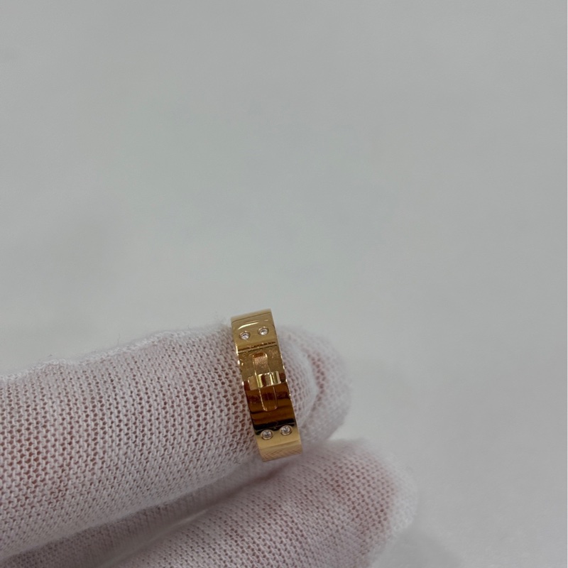 Hermes愛馬仕kelly四鑽戒指18k金 48碼 22年-5