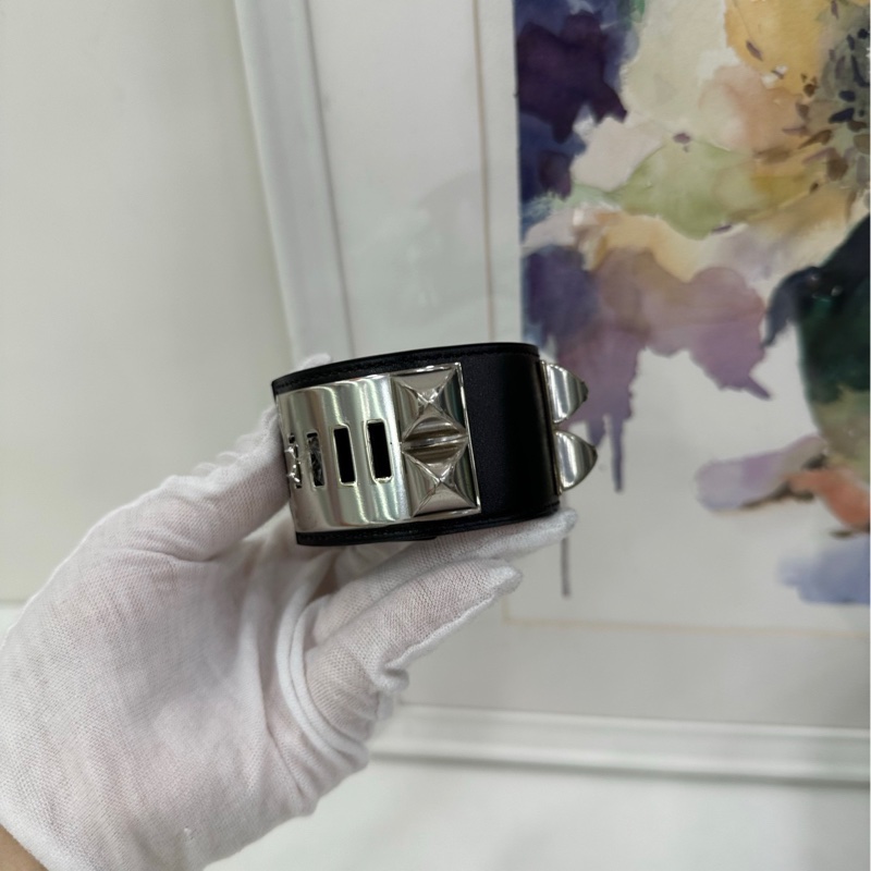 Hermes愛馬仕CDC黑銀手鐲-3