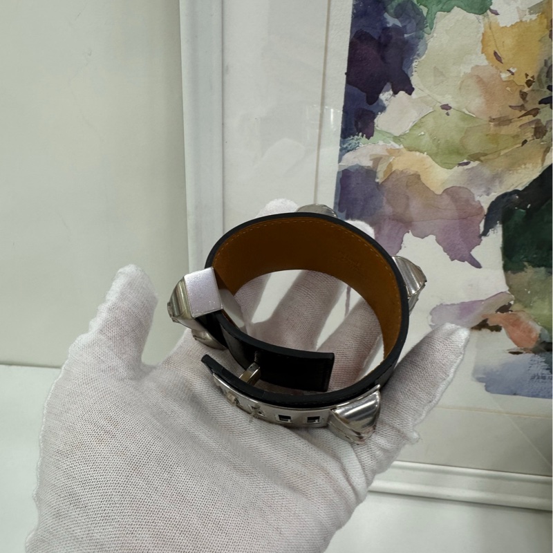 Hermes愛馬仕CDC黑銀手鐲-4