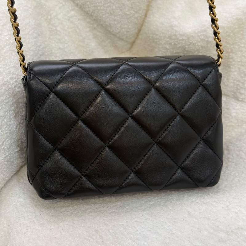 （日本購證🇯🇵全配）Chanel 24A 珍珠水鑽鏈條黑金方胖子 ✨最新晶片款-1