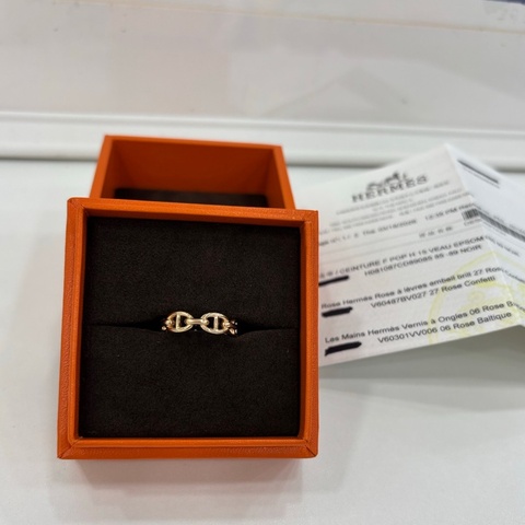 Hermes/愛馬仕 Chaine d'ancre Enchainee戒指 豬鼻子 玫瑰金 戒指 24年編碼,53碼 26年購證