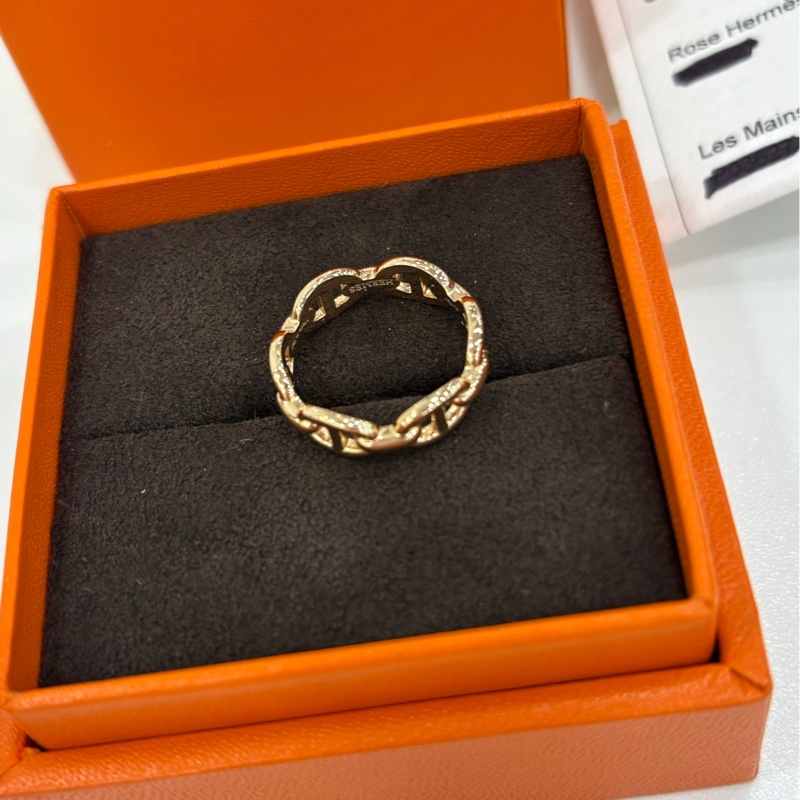 Hermes/愛馬仕 Chaine d'ancre Enchainee戒指 豬鼻子 玫瑰金 戒指 24年編碼,53碼 26年購證-2