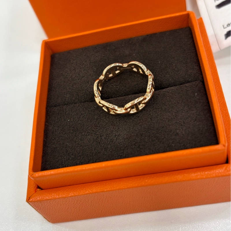 Hermes/愛馬仕 Chaine d'ancre Enchainee戒指 豬鼻子 玫瑰金 戒指 24年編碼,53碼 26年購證-3