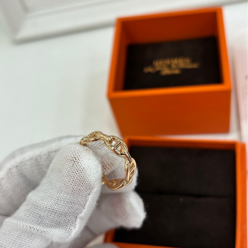 Hermes/愛馬仕 Chaine d'ancre Enchainee戒指 豬鼻子 玫瑰金 戒指 24年編碼,53碼 26年購證-4