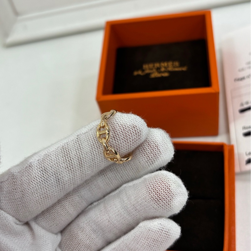 Hermes/愛馬仕 Chaine d'ancre Enchainee戒指 豬鼻子 玫瑰金 戒指 24年編碼,53碼 26年購證-5