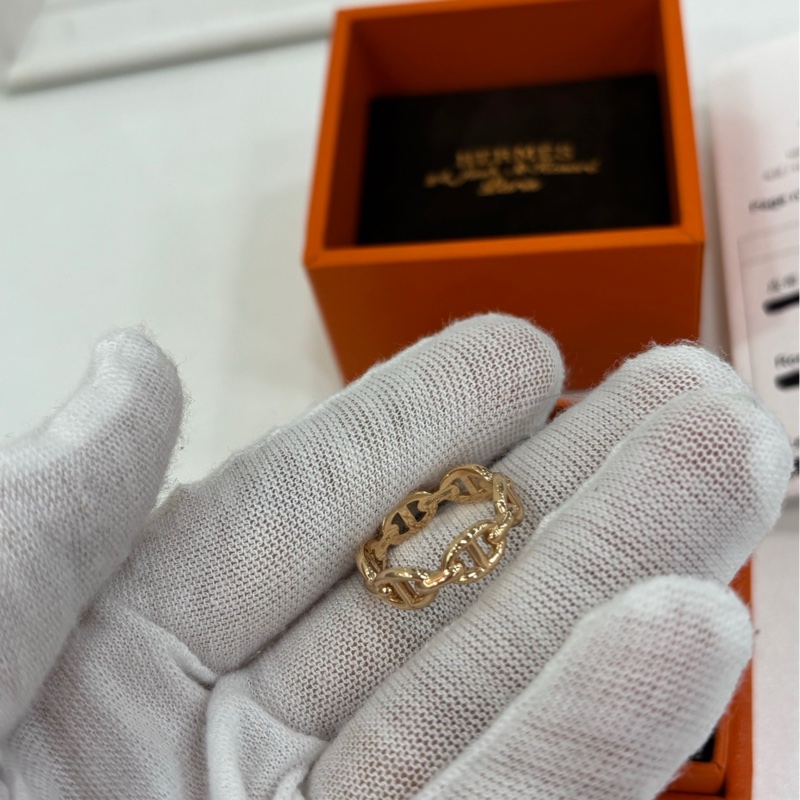 Hermes/愛馬仕 Chaine d'ancre Enchainee戒指 豬鼻子 玫瑰金 戒指 24年編碼,53碼 26年購證-6