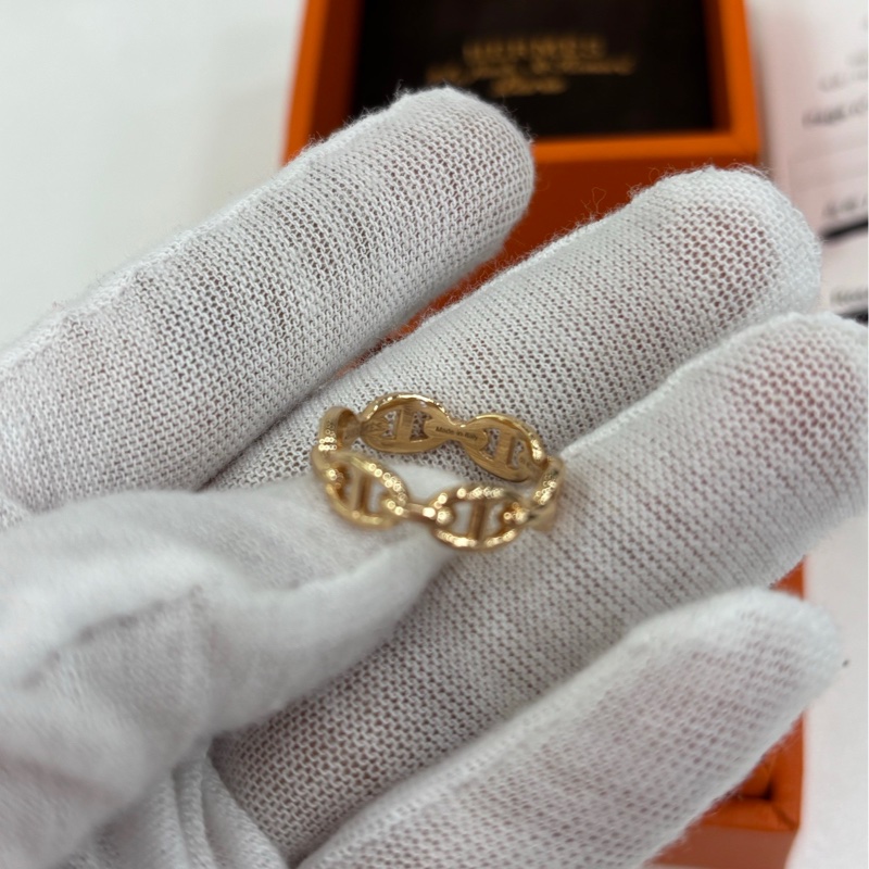 Hermes/愛馬仕 Chaine d'ancre Enchainee戒指 豬鼻子 玫瑰金 戒指 24年編碼,53碼 26年購證-7