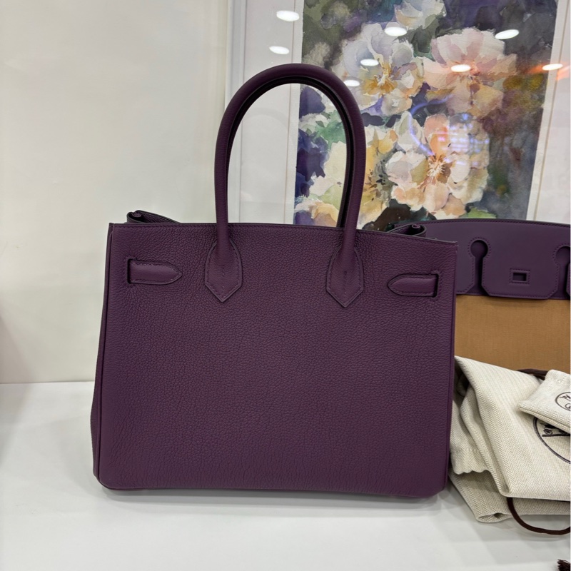 Hermes 愛馬仕 Birkin30 三合一 Cassis 黑加侖子 及Chai 奶茶色Togo拼帆布 B刻 閒置 有購證-5