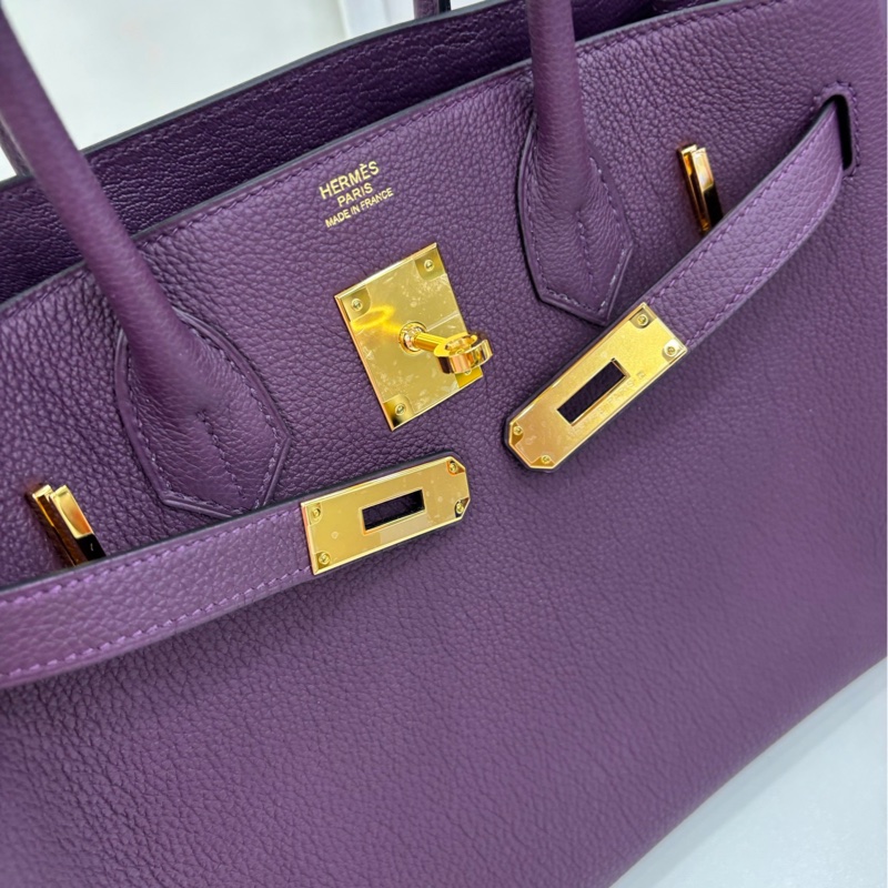 Hermes 愛馬仕 Birkin30 三合一 Cassis 黑加侖子 及Chai 奶茶色Togo拼帆布 B刻 閒置 有購證-7
