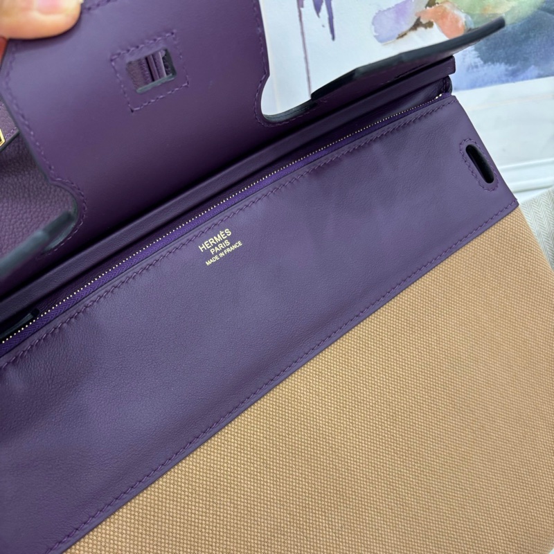 Hermes 愛馬仕 Birkin30 三合一 Cassis 黑加侖子 及Chai 奶茶色Togo拼帆布 B刻 閒置 有購證-9