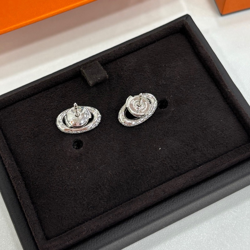 Hermes 豬鼻子Farandole耳環 滿鑽 18k白金 耳環 22年編碼-3