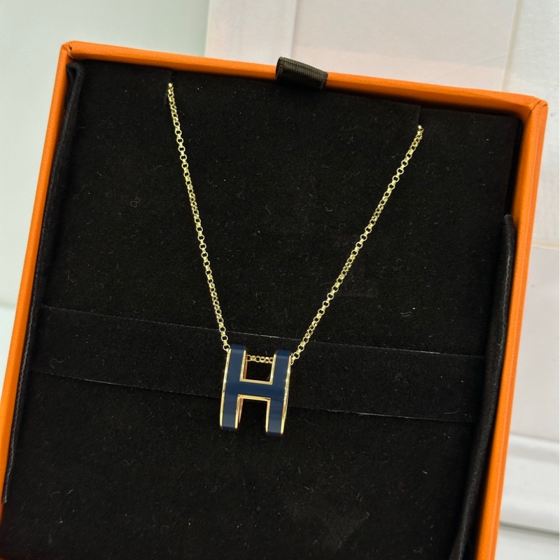 Hermes愛馬仕POP H 項鍊 大號 鍊子自己換的18K金，約2g。-1