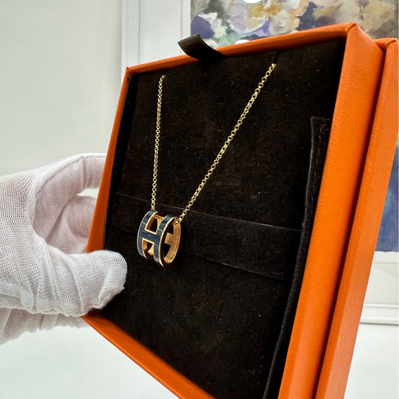 Hermes愛馬仕POP H 項鍊 大號 鍊子自己換的18K金，約2g。-2