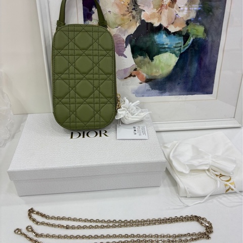 Dior 迪奧藤格紋手機包 酪梨綠色 可手提可斜挎 全新 尺寸18*11cm