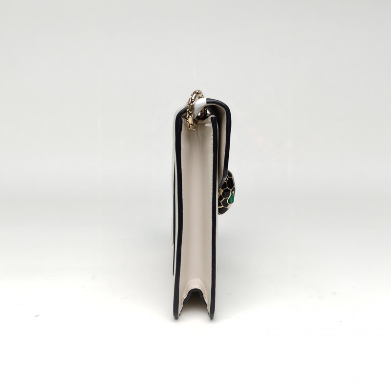 BVLGARI SerpentiForever鏈條蛇頭包方版白色牛皮-1