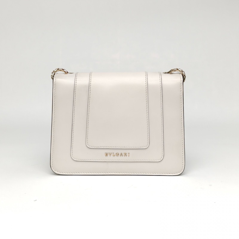 BVLGARI SerpentiForever鏈條蛇頭包方版白色牛皮-2