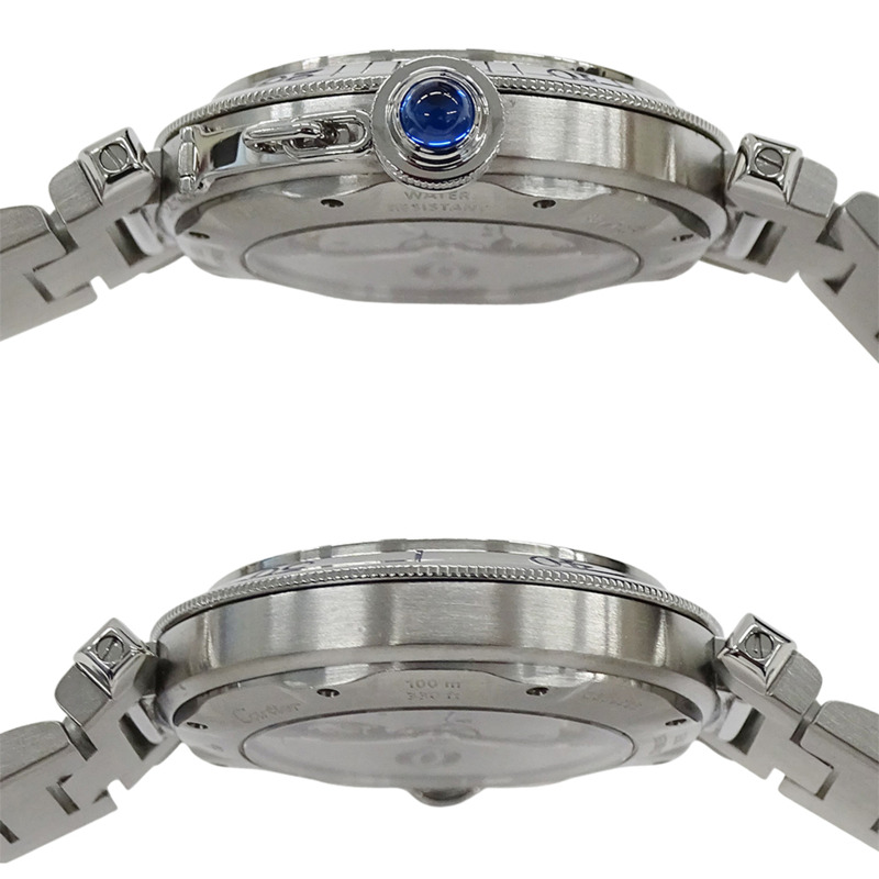 卡地亞 Pasha Grid Date 自動男士腕錶,不鏽鋼 (SS) W31040H3,銀色,透底錶背,拋光。-2